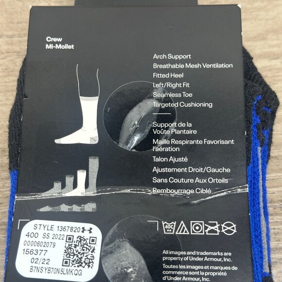 NWT UnderArmour UA Team Unisex Cushioned Crew Socks Size S/M (Royal Blue) - Picture 11 of 12